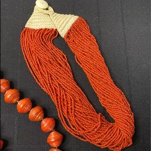 Coral Seed Bead Statement Necklace